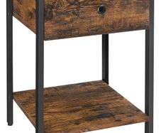 _Bedside Table with Drawer and Shelf