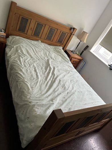 Solid wood king bed frame