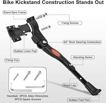 NEW SALE | Premium Bike Kickstand, Aluminium Alloy Adjustable Height Rear Side Bicycle Kick Stand, Suitable for Mountain Bike and Road Bike of 24Inch-28 Inch, Come With Allen Wrench 2PCS