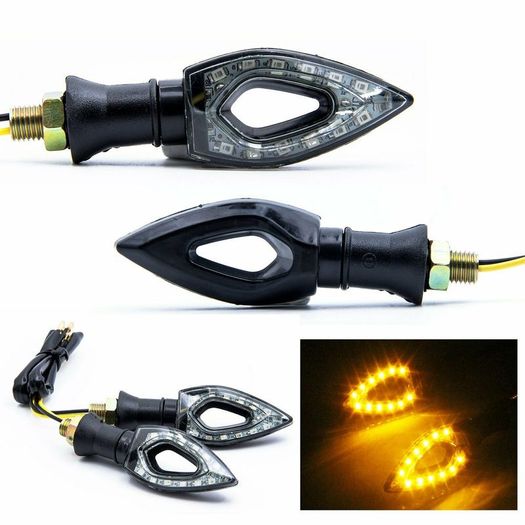 2x 12V Black Motorcycle Indicators Turn Signal Light