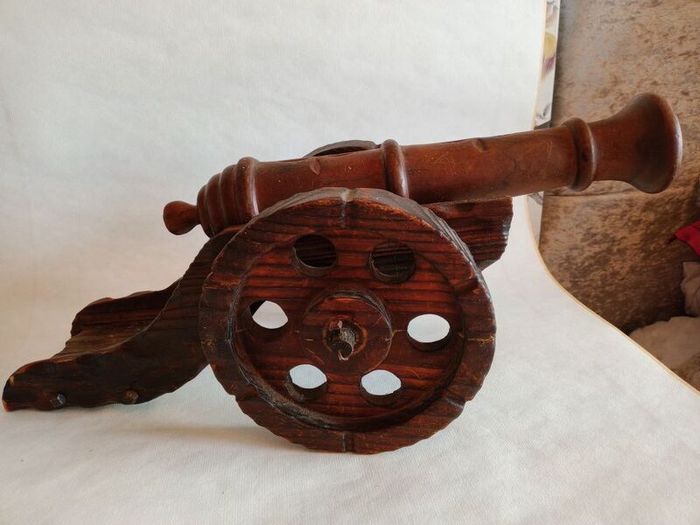 Vintage Carved Wood Cannon