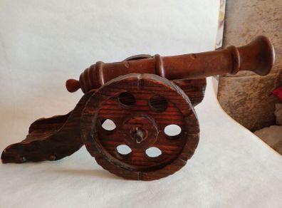 Vintage Carved Wood Cannon