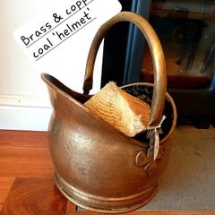 Antique Brass & copper coal helmets