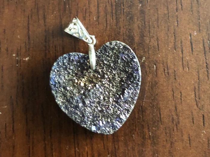 Sterling Silver Titanium Druzy Heart Pendant