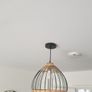 Ceiling Pendent Lamp Black/Rattan Image 2