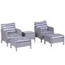 5 Pcs PE Rattan Garden Furniture Set, 2 Armchairs 2 Stools Glass Top Table Cushions Wicker Weave Chairs Outdoor Seating Image 2