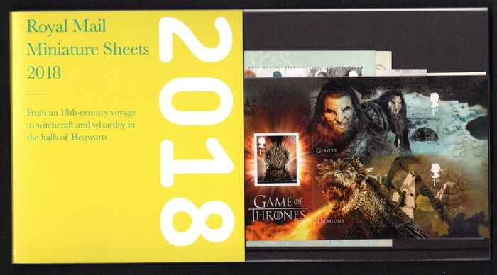 2018 Great Britain Royal Mail Miniature Sheets Pack with all miniature sheets issue in the year Mint Never Hinged (MNH)