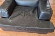 1 contempory leather sofa with arm chair