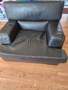 1 contempory leather sofa with arm chair