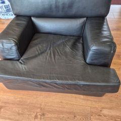 1 contempory leather sofa with arm chair
