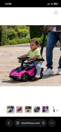 Kids Lamborghini Car 2-in-1 Push-Along Ride On (Pink)
