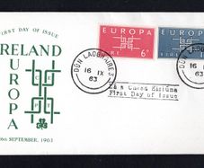 1963 Ireland Europa (CEPT) Commemorative Stamps Illustrated First Day Cover (FDC) with Dun Laoghaire steele cancel