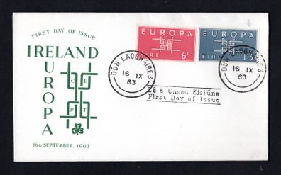 1963 Ireland Europa (CEPT) Commemorative Stamps Illustrated First Day Cover (FDC) with Dun Laoghaire steele cancel