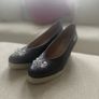 Cinders by Jose Saenz Leather Wedge Espadrilles Navy Size 40 Image 3