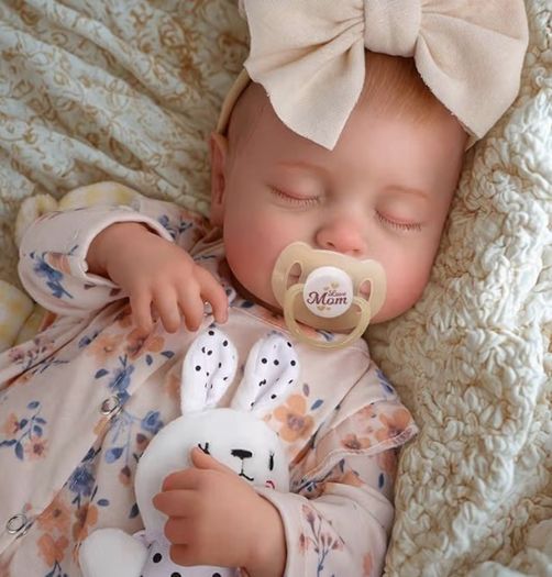 Reborn Dolls 17 Inch Soft Body Lifelike-Newborn Baby Dolls Sleeping Girl Dolls with Clothes and Toy Accessories Gift for Kids Age 3+, Yellow Floral