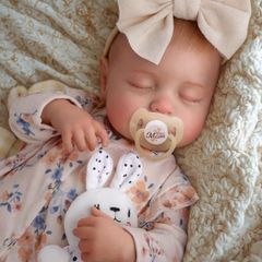 Reborn Dolls 17 Inch Soft Body Lifelike-Newborn Baby Dolls Sleeping Girl Dolls with Clothes and Toy Accessories Gift for Kids Age 3+, Yellow Floral
