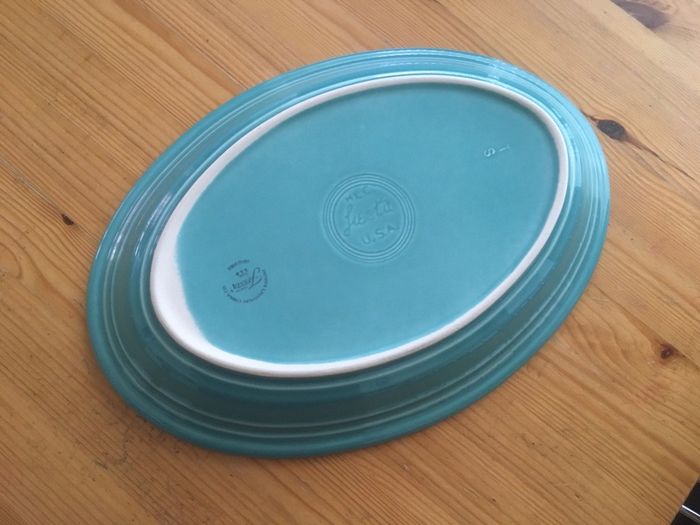 Vintage Fiestaware Turquoise Oval Platter