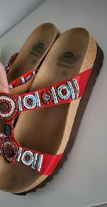 SCHOLL Red Beaded Bogota Cork sandals Sz 39 - Rrp 65 (New)