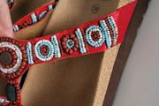 SCHOLL Red Beaded Bogota Cork sandals Sz 39 - Rrp 65 (New)