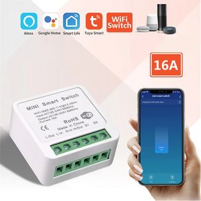 Wifi Mini Smart Switch 16A DIY Light Switches 2 Way Wireless Smart Home with Tuya Smart Life Alexa Alice Google Home