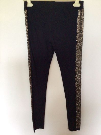 BNWTS Next Girls Black Leggings With Gold sequin stripe age 12 Yrs postage Included