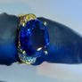 Royal Blue Sapphire Imitation 5.25 ct Gold plated Sterling silver 925 Image 6