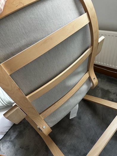 IKEA POANG Armchair | Birch Veneer Frame with Light Grey Ribbed Cushion | Excellent Condition