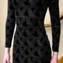 Quiz Black Velvet Glitter Hologram Long Sleeve Mini Dress - Size 10 Image 2