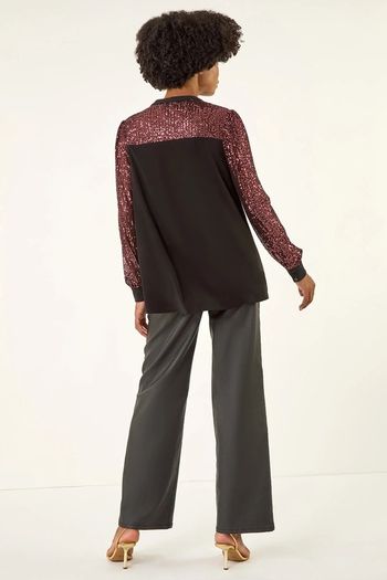 Embellished Sequin Stretch Blouse