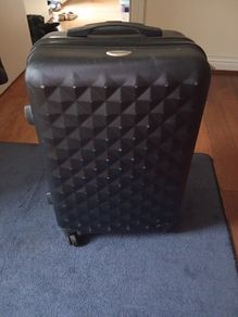 hard shell suitcase size M, H60, W 38, D 23 cm, wheels, handles, zips perfectly working order, inside clean, have some insignificant scratches as used
