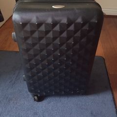 hard shell suitcase size M, H60, W 38, D 23 cm, wheels, handles, zips perfectly working order, inside clean, have some insignificant scratches as used
