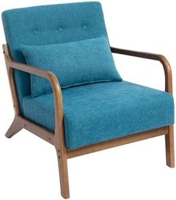 Armchair Living Room Comfy Arm Chair Reading Chair Bedroom Relax Accent Chairs with Wood Frame, Teal