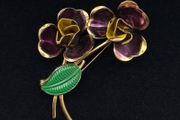 Vintage floral pansies brooch
