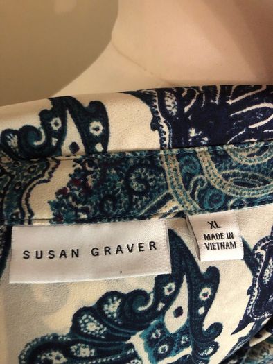 Susan Graver blue paisley blouse (XL)