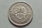 1940 British King George VI Silver Threepence