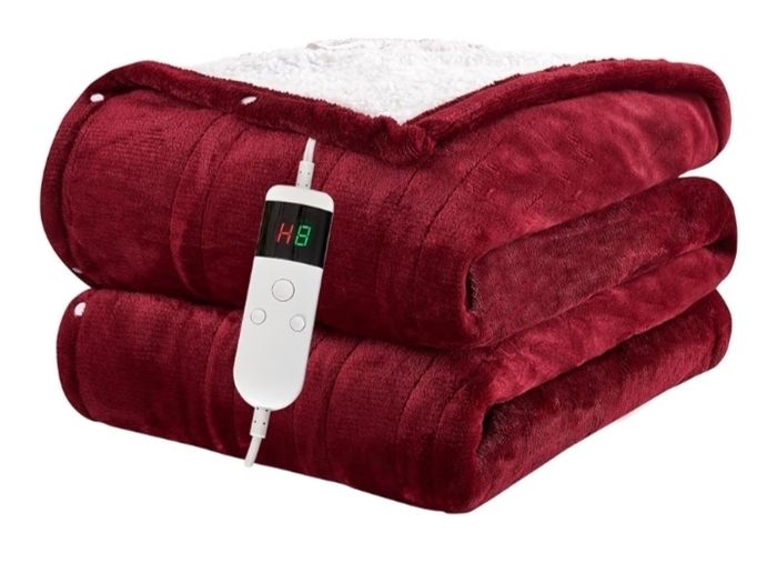 10 Heating Settings, 1-8h Timer overheat Protection, Machine Washable, Flannel & Sherpa Full Body Warming, Electric Throw Blanket for Sofa