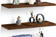 3PCS Floating Shelves Dark Walnut, 40cm Shelves for wall,Shelves Screw Mounted, Display Wall Decor Display Shelves Storage for Living Room,Bedroom,Kitchen