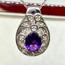 Silver Natural Moroccan Amethyst & White Zircon Twisted Vine Pendant with Chain Image 4