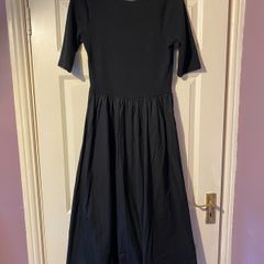 Nobody's Child Black Cotton Midi Dress (UK 14)