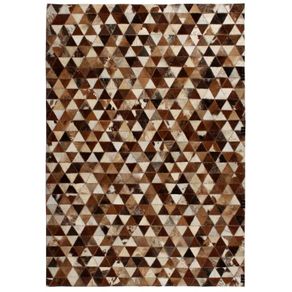 Rug Genuine Leather Patchwork 120x170 cm Triangle Brown/White