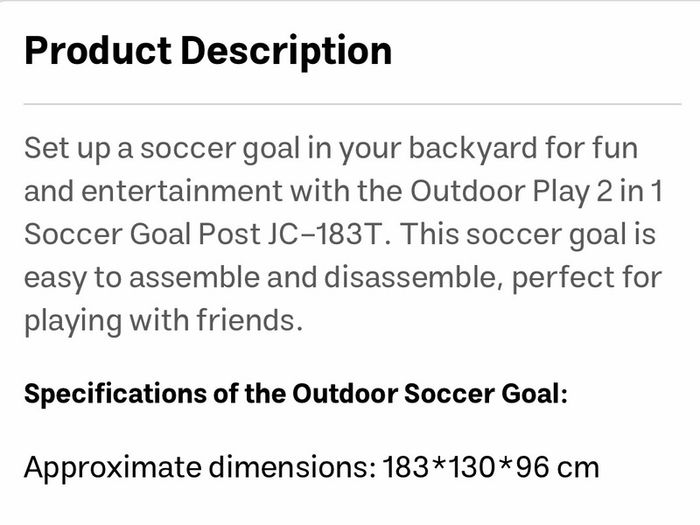 Kids soccer goal for outdoor / garden sports