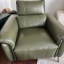 Olive green leather electric recliner armchair Image 5