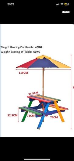 Picnic table with parasol