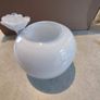Vase Murano Glass Style Small Round White With Flower Attached 5.5 HX5 W INCHES. Image 6