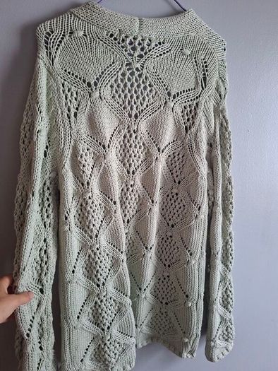 Beautiful light mint green chunky knit cardigan