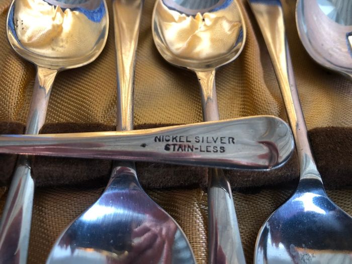 Vintage Set Of 6 Nickel Silver Teaspoons