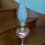 Antique French copper base oil lamp works Image 3
