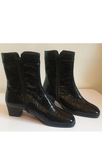 Soffice Sogno Black Patent Leather Croc Ankle Boots EU36 UK3 Made in Italy  CAN POST