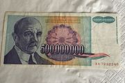 Very Rare Yugoslavia Banknote- 500000000 Dinara
