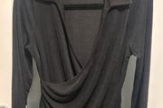 Fine Knit Black Wrap Top